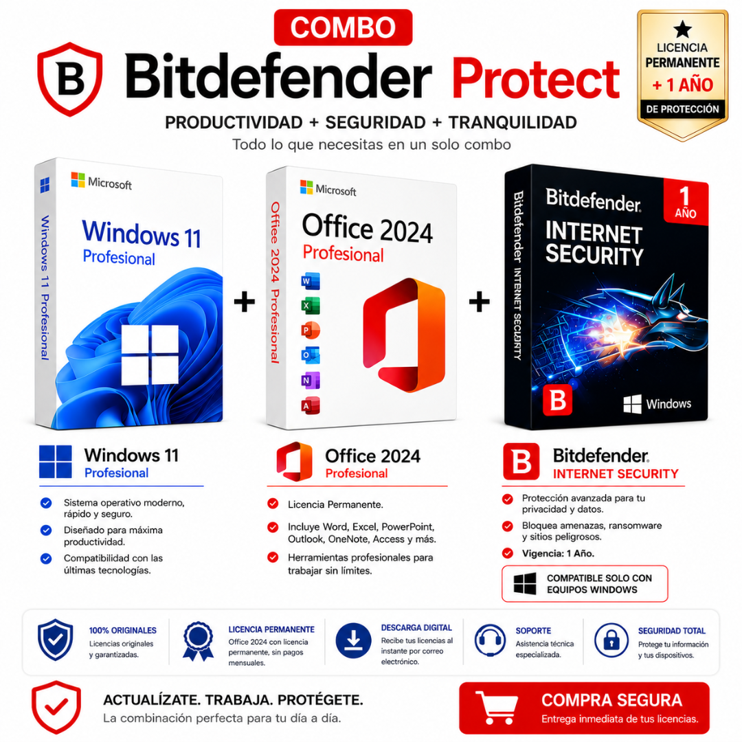 COMBO BITDEFENDER PROTECT + PRODUCTIVIDAD - Mervalika Servicios Informaticos