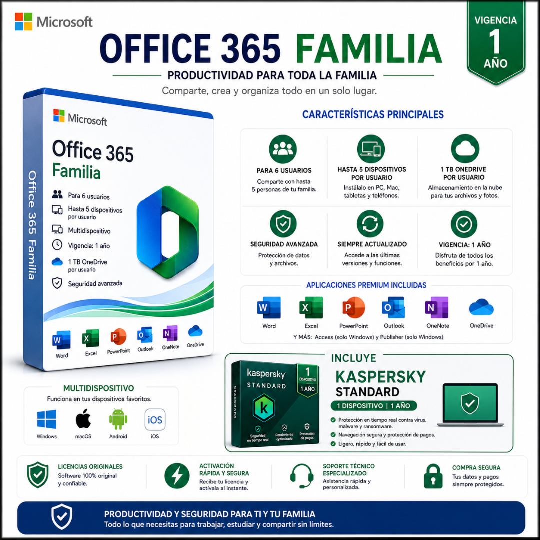 MICROSOFT 365 FAMILIA - ANUAL - Mervalika Servicios Informaticos