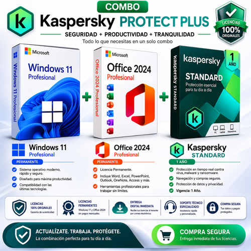 COMBO KASPERSKY PROTECT PLUS + PRODUCTIVIDAD - Mervalika Servicios Informaticos