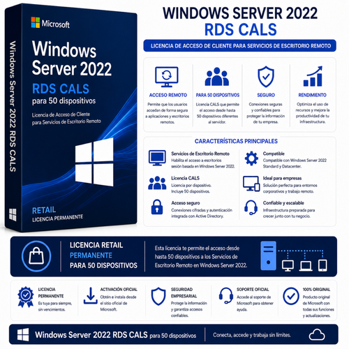 WINDOWS SERVER 2022 RDS CALS [50 DISPOSITIVOS] - Mervalika Servicios Informaticos