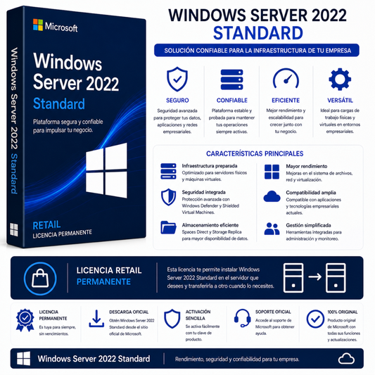 WINDOWS SERVER 2022 STANDARD - RETAIL - Mervalika Servicios Informaticos