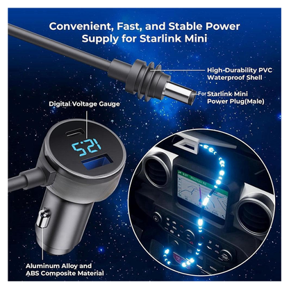 CARGADOR DE AUTO 3 EN 1 PARA STARLINK MINI CON PANTALLA DIGITAL - Mervalika Servicios Informaticos