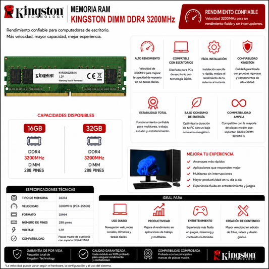 RAM DIMM KINGSTON DDR4 - Mervalika Servicios Informaticos