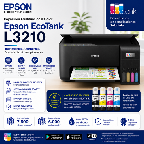 EPSON MULTIFUNCIONAL ECOTANK L3210 - USB - Mervalika Servicios Informaticos