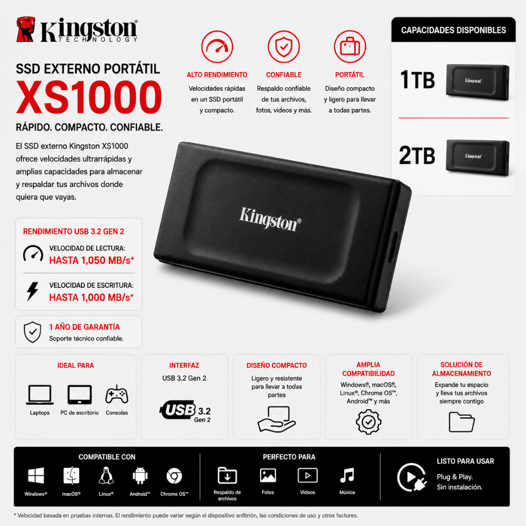 SSD EXTERNO KINGSTON XS1000 - Mervalika Servicios Informaticos