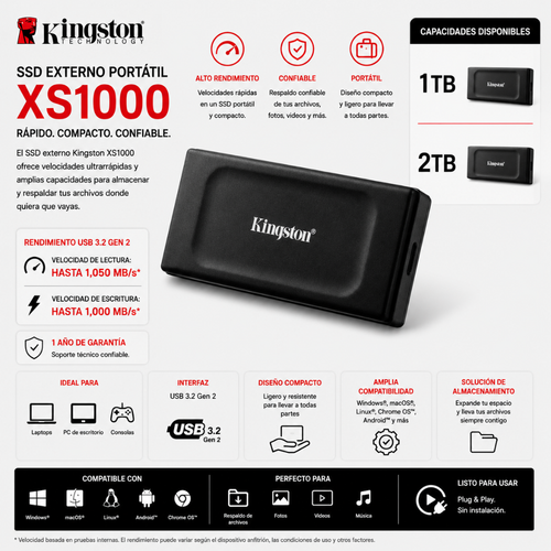 SSD EXTERNO KINGSTON XS1000 - Mervalika Servicios Informaticos