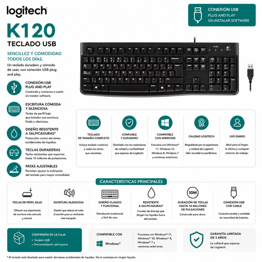 TECLADO LOGITECH K120 USB