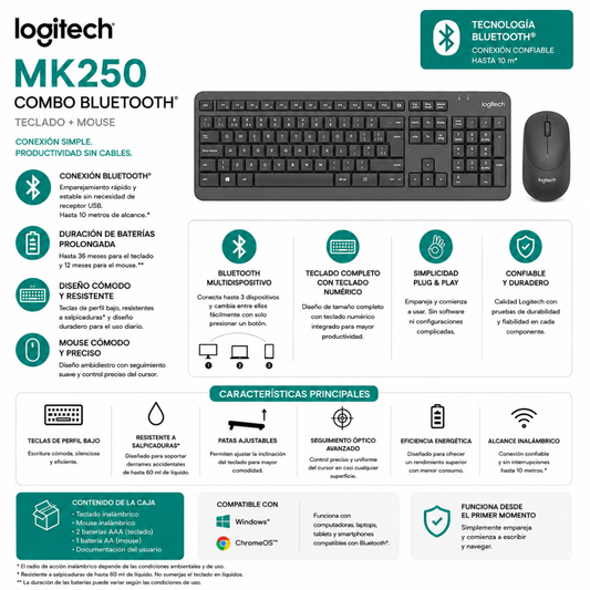 TECLADO + MOUSE LOGITECH MK250 - BLUETOOTH