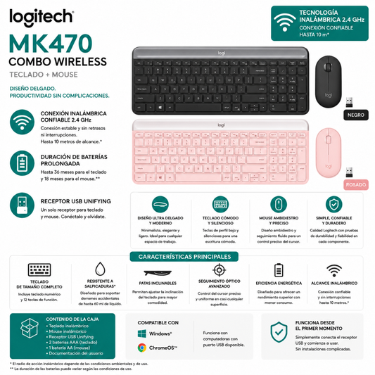 TECLADO + MOUSE LOGITECH MK470 - WIRELESS