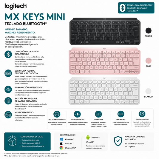 TECLADO LOGITECH MK KEYS MINI - BLUETOOTH / MULTIDISPOSITIVO