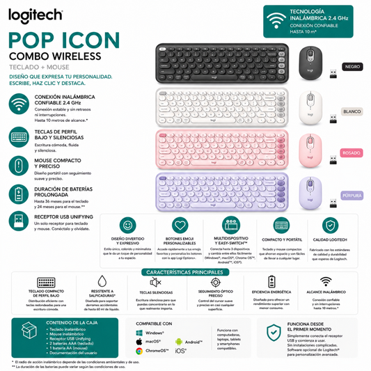 TECLADO + MOUSE LOGITECH POP ICON - BLUETOOTH