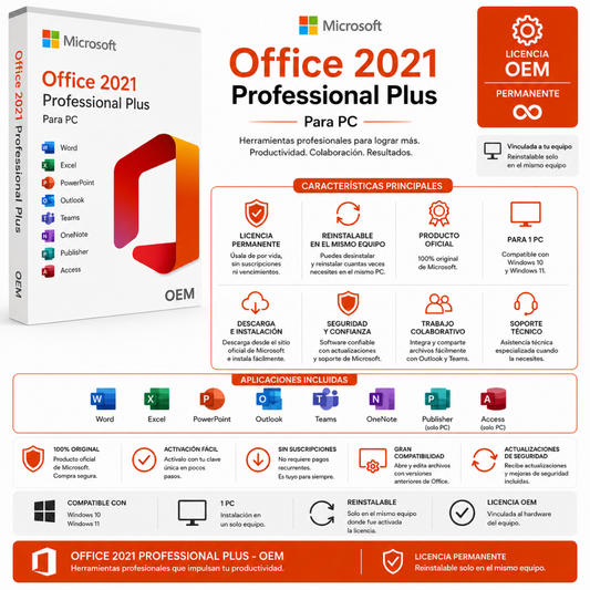 MICROSOFT OFFICE 2021 PROFESIONAL PLUS - OEM - Mervalika Servicios Informaticos