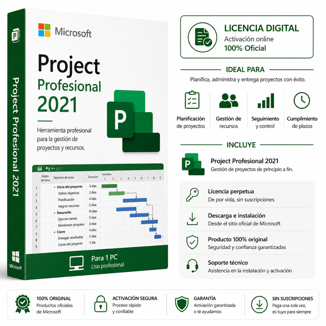 MICROSOFT PROJECT 2021 PROFESIONAL - RETAIL - Mervalika Servicios Informaticos