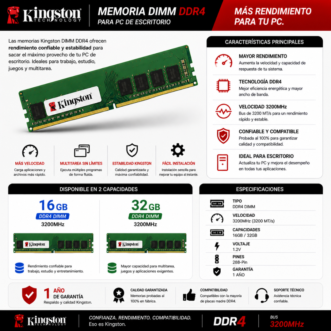 RAM DIMM KINGSTON DDR4 - Mervalika Servicios Informaticos