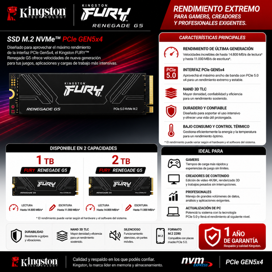 SSD M.2 NVME KINGSTON FURY RENEGADE - Mervalika Servicios Informaticos