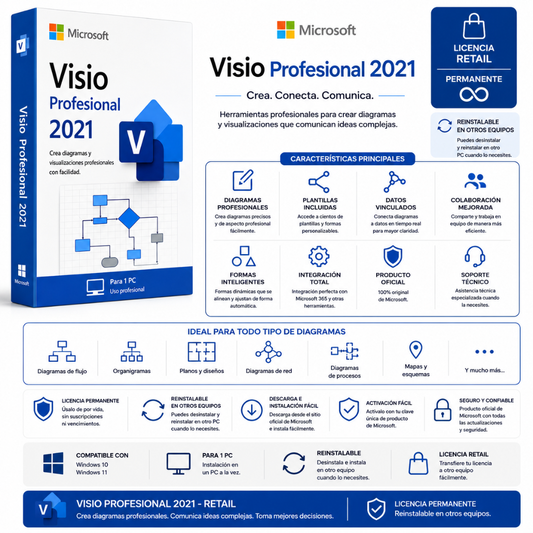 MICROSOFT VISIO 2021 PROFESIONAL - RETAIL - Mervalika Servicios Informaticos