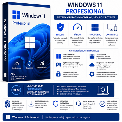 WINDOWS 11 PROFESIONAL - OEM - Mervalika Servicios Informaticos